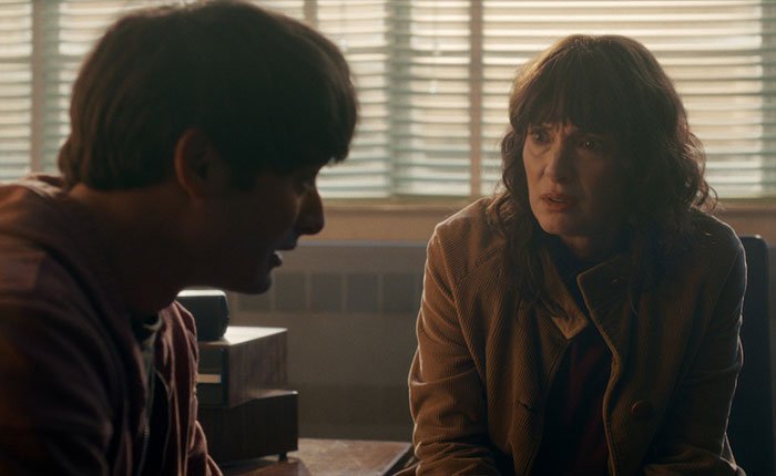 Two Stranger Things 5 characters in a tense conversation, highlighting the show's comically bad reception online.