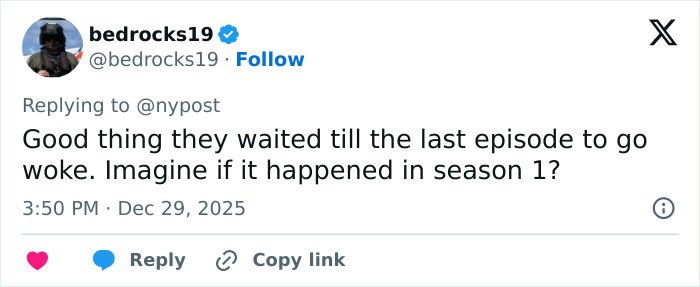 Screenshot of a Twitter reply criticizing the Stranger Things 5 penultimate episode as cringe and comically bad.