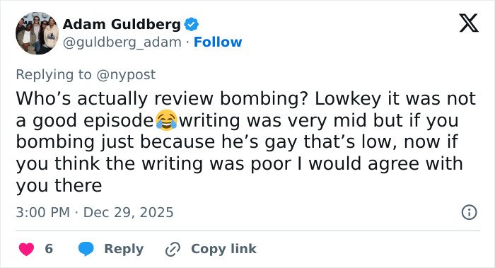 Screenshot of a Twitter reply criticizing the writing of Stranger Things 5, reflecting comically bad reception online.