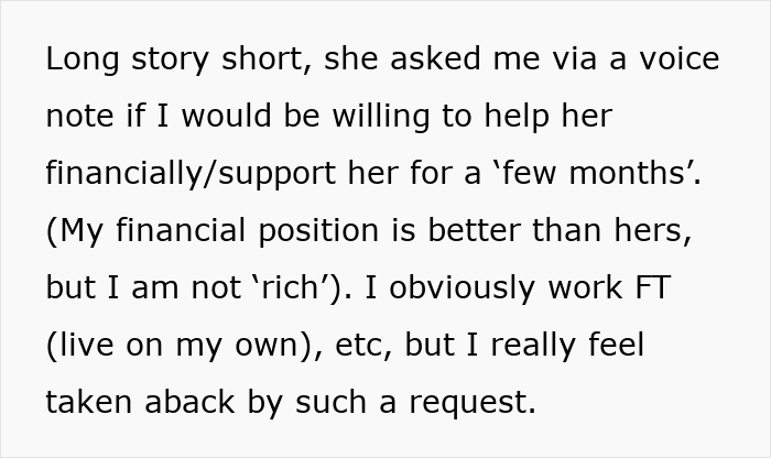 Woman sad ending a 22-year-long friendship after friend’s unhinged financial support request via voice note