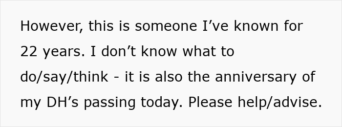 Text excerpt showing a woman expressing sadness over ending a 22-year-long friendship after a friend’s unhinged request.