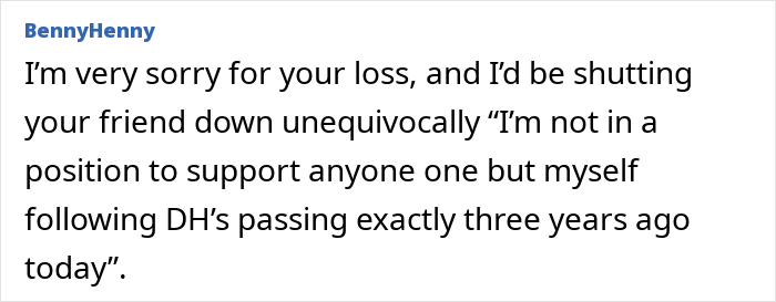 Text screenshot of a user expressing sympathy and setting boundaries after a loss, reflecting a woman sad ending a long friendship.