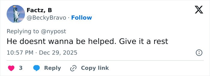 Tweet from user Factz, B replying to a comment, expressing frustration about Tylor Chase’s hospitalization situation.