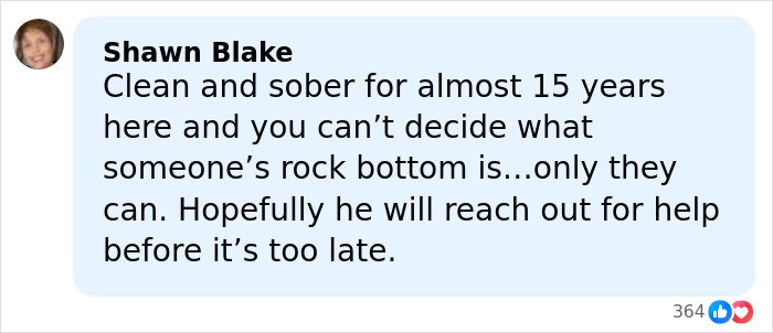 Comment about Tylor Chase’s hospitalization, expressing hope he seeks help before it’s too late.