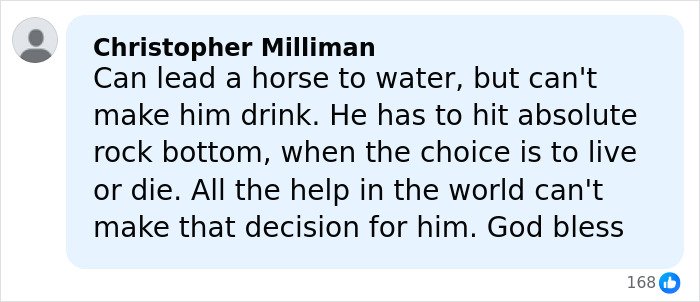 Comment from Christopher Milliman discussing the heartbreaking outcome of Tylor Chase’s hospitalization and friend’s revelation.