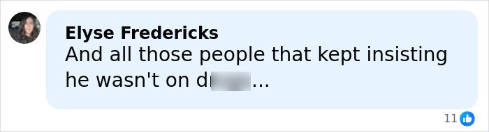 Screenshot of a social media comment by Elyse Fredericks discussing Tylor Chase’s hospitalization and related controversy.