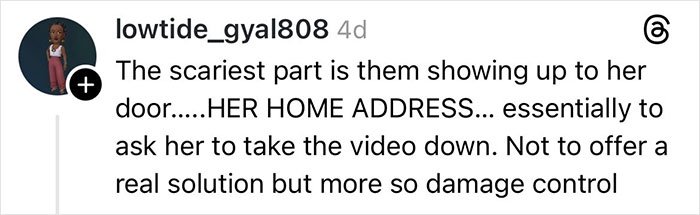 Comment on woman’s claim about shattered Christmas gift due to delivery driver, discussing footage and damage control efforts.