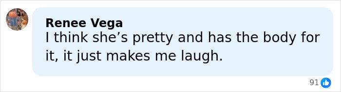 Comment from Renee Vega laughing about Brooks Nader wearing a $1,260 Santa belt as a shirt during Aspen outing.