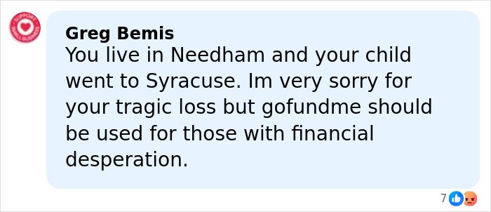 Comment by Greg Bemis expressing sympathy for tragic loss of a sorority girl in a Christmas Eve accident.