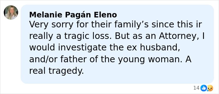 Facebook comment expressing condolences and suggesting an investigation after Italian mother and daughter’s fatal Christmas dinner.