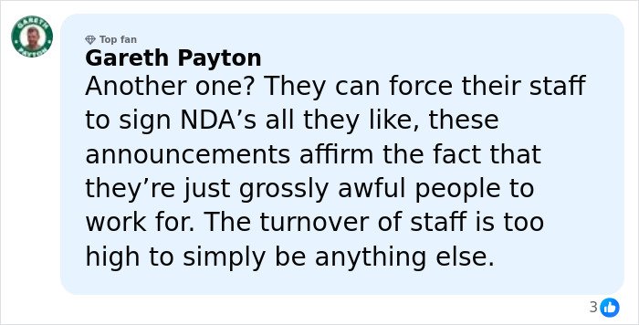 Comment by Gareth Payton criticizing Prince Harry and Meghan Markle’s staff treatment, reflecting PR gurus cutting ties reasons.