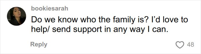 Screenshot of a social media comment asking about the family and offering support after teen pepper-sprayed tourists on a boat.