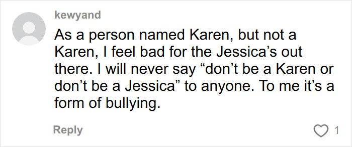 Comment expressing frustration about the Karen era ending as Gen Z declares new name for rude millennial women.