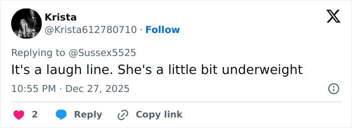Screenshot of a social media reply commenting on Kate Middleton’s facial scar and 2024 hospitalization rumors.