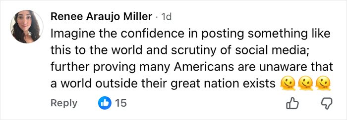 Screenshot of a social media comment criticizing confidence in posting amid Air Canada passenger meal dispute controversy.