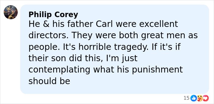Comment on Rob Reiner's daughter heartbreaking post about finding her parents brutally slain in LA home.