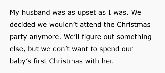 Text excerpt about a step-grandma losing babysitting privileges after sneaking baby to Santa during Christmas party.