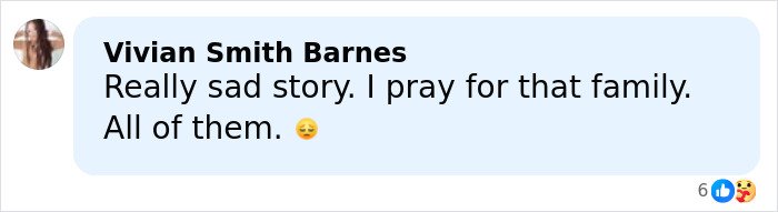 Facebook comment by Vivian Smith Barnes expressing sadness and prayers for the family in a discussion about a trans Muslim woman’s fate.
