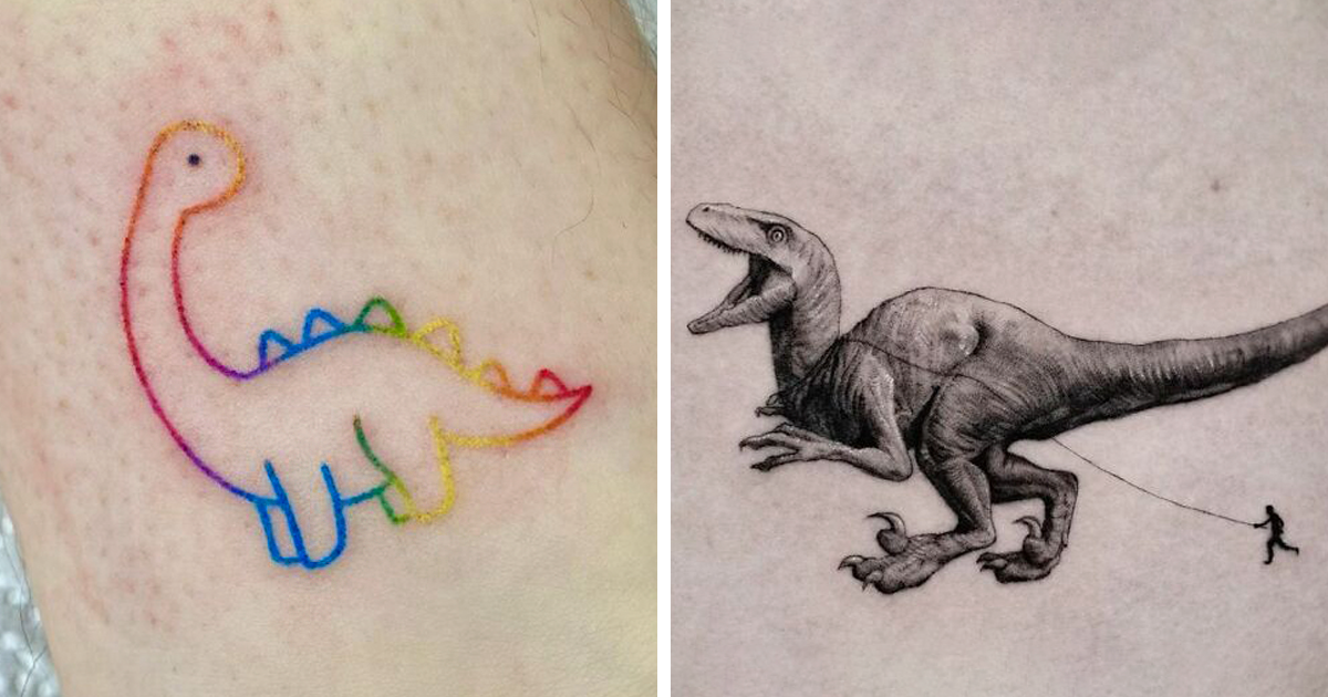 48 Times People Had A Cool Dinosaur Tattoo Idea And It Got Executed Perfectly