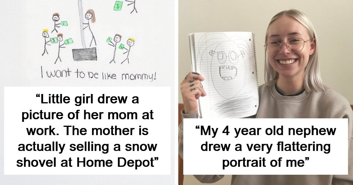 “A Very Flattering Portrait Of Me”: 39 Funny Drawings By Kids Who Have No Filter Whatsoever