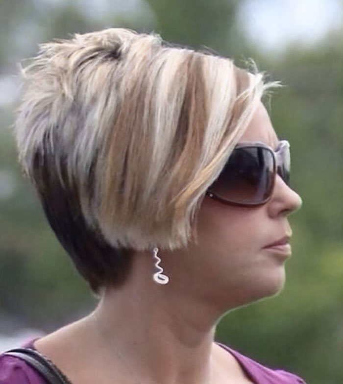 Profile of a woman with short blonde hair and sunglasses, illustrating the concept of Gen Z male Karen name discussion.