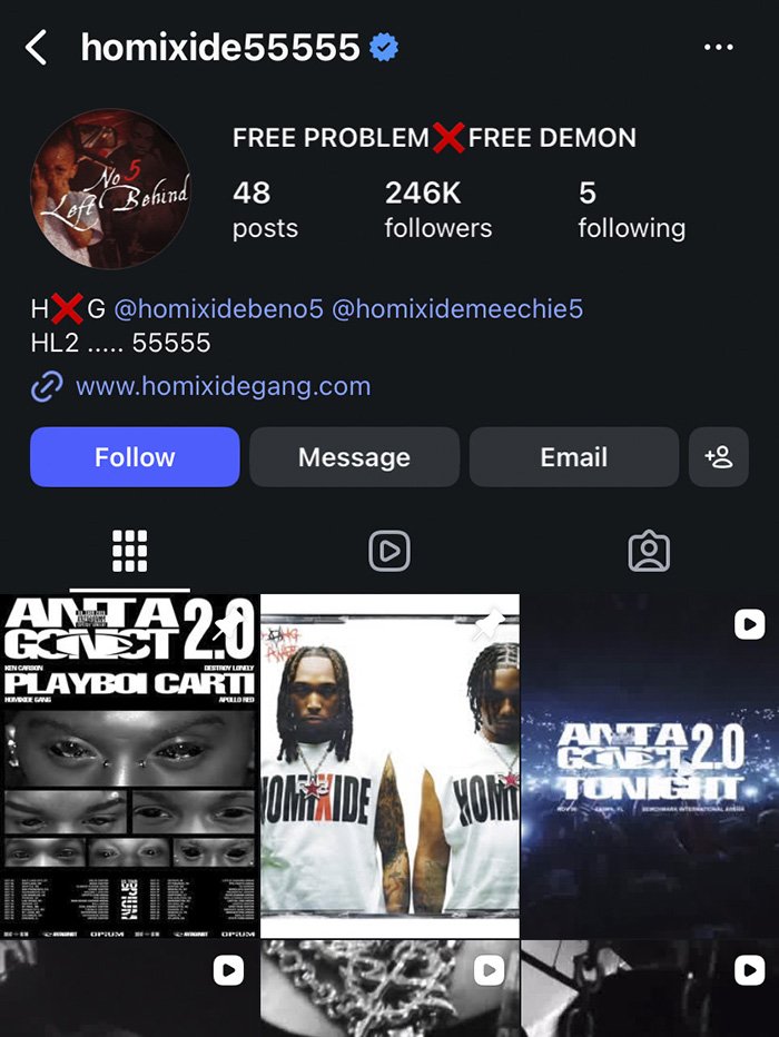 Instagram profile page of homixide55555 with posts and followers, related to Way Too Much Kim Kardashian North West interacting with adults.