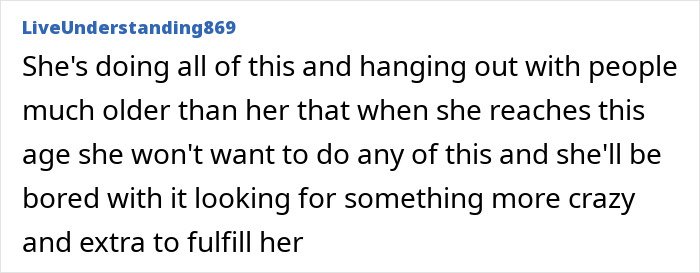 Comment about Kim Kardashian’s daughter North West interacting with adults, criticizing the age gap and behavior.