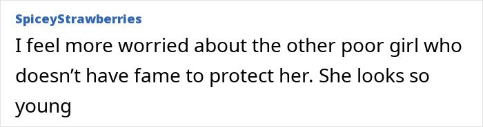 Comment expressing concern about a young girl without fame to protect her, highlighting worries about her wellbeing.