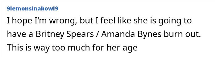 Comment expressing concern over North West interacting with adults, saying it feels way too much for her age.