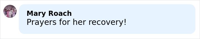 Comment from Mary Roach expressing prayers for her recovery after Pink’s New Year’s Eve hospital stay.