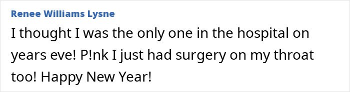 Alt text: Pink shares thoughts after spending New Year’s Eve alone in hospital following throat surgery message screenshot