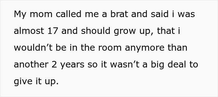 Text message about mom calling teen a brat and mentioning growing up, related to teen accused of crushing half-sister’s Christmas dreams.