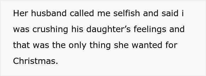 Text on screen showing a message about a teen accused of crushing half-sister’s Christmas wishes.