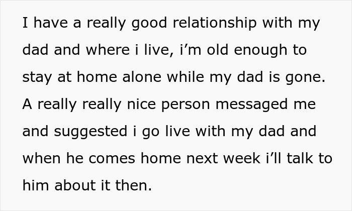 Text message discussing a teen’s relationship with dad amid accusations of crushing half-sister’s Christmas dreams.