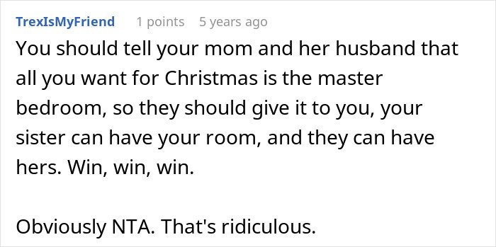 Comment discussing a teen accused of crushing half-sister’s dreams by refusing her Christmas wish.