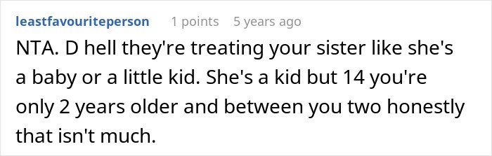 Screenshot of a Reddit comment defending a teen, discussing the impact on the half-sister’s Christmas wishes and family dynamics.