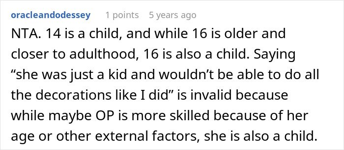 Screenshot of a forum comment discussing a teen accused of crushing half-sister’s Christmas hopes by refusal.