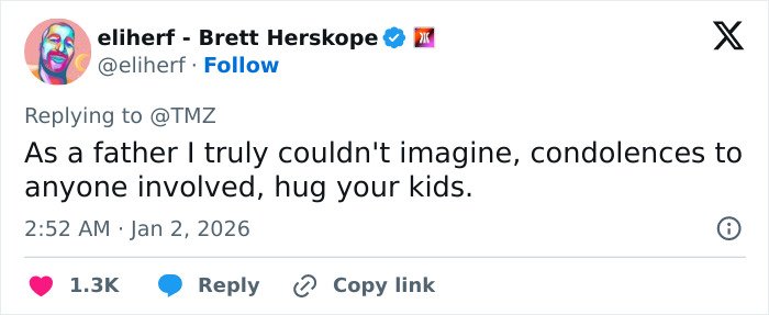 Screenshot of a Twitter reply expressing condolences over Tommy Lee Jones' joke about firing daughter Victoria after her body was found.