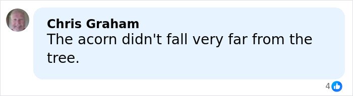 Comment by Chris Graham saying the acorn didn’t fall far from the tree, related to Melania Trump Mar-a-Lago rules controversy.