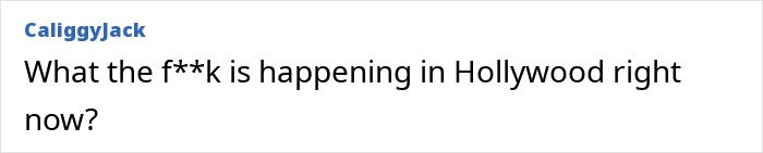 Text post from user CaliggyJack asking what is happening in Hollywood right now, expressing confusion about recent events related to Tommy Lee Jones&rsquo; daughter Victoria.