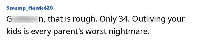 Comment on screen showing concern about age 34 and outliving kids, related to mystery deepening after new details on Tommy Lee Jones&rsquo; daughter Victoria.