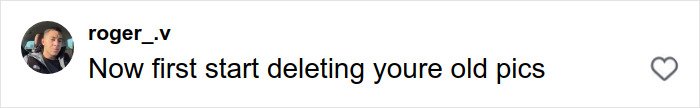 Comment on social media from user roger_.v discussing deleting old pictures, related to an adult star who went viral for 1,000 men in 12 hours challenge.