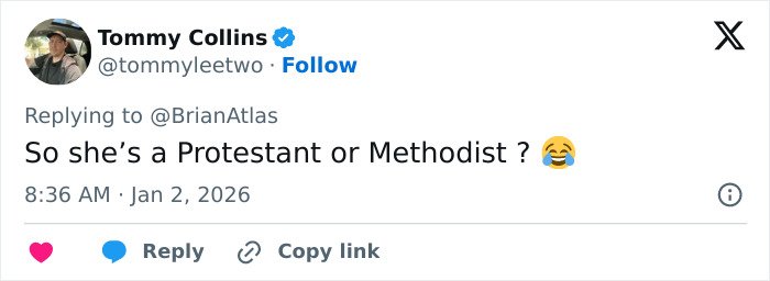 Screenshot of a tweet responding to a baptism video, referencing an adult star known for a viral challenge.