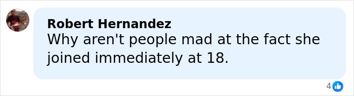 Social media comment questioning why people aren’t upset about teen influencer joining app at age 18.
