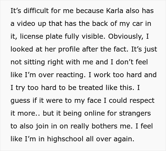 Screenshot of a woman discussing being put on blast by a coworker on social media, highlighting workplace conflict and consequences.