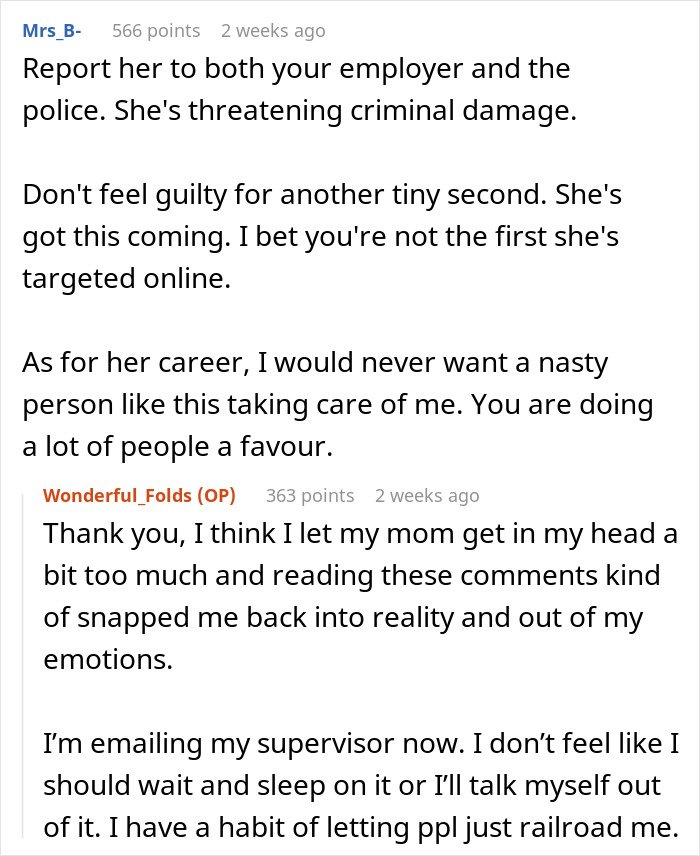Screenshot of an online discussion about a woman putting a coworker on blast on social media and workplace consequences.