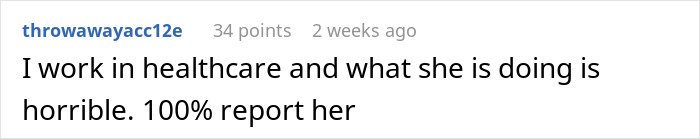 Comment from throwawayacc12e criticizing a woman for putting coworker on blast on social media and urging to report her behavior.