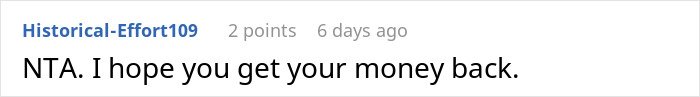 Screenshot of an online comment discussing a makeup artist pretending to be sick on a woman&rsquo;s wedding day for easy money.