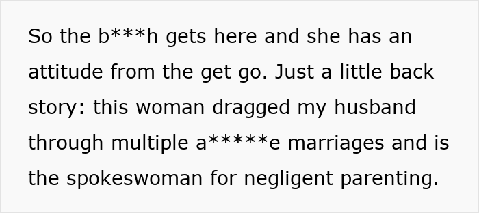 Text excerpt describing a toxic mother-in-law who poisons a family dog and causes conflict in the household.