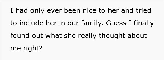 Text excerpt about trying to include MIL in the family, revealing true feelings in a tense situation.